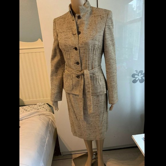 VALENTINO SUIT WOMEN'S VINTAGE BROWN CREAM BELT 6 - Picture 8 of 8